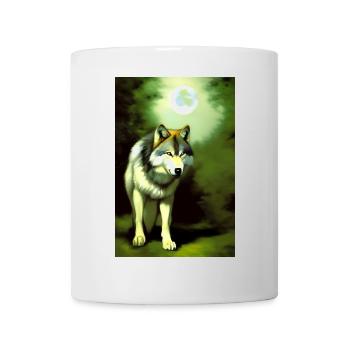 Wolf und Mond - Tasse - Weiß - Vorne