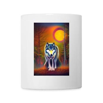 Wolf und Mond - Tasse - Weiß - Vorne
