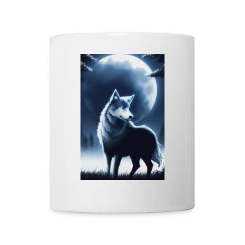 Wolf und Mond - Tasse - Weiß - Vorne