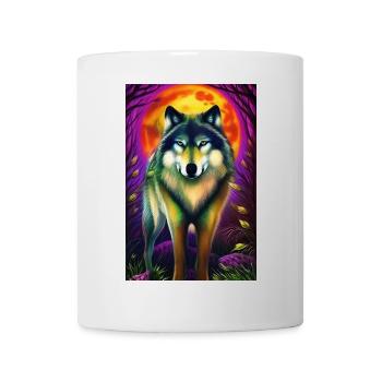 Wolf und Mond - Tasse - Weiß - Vorne