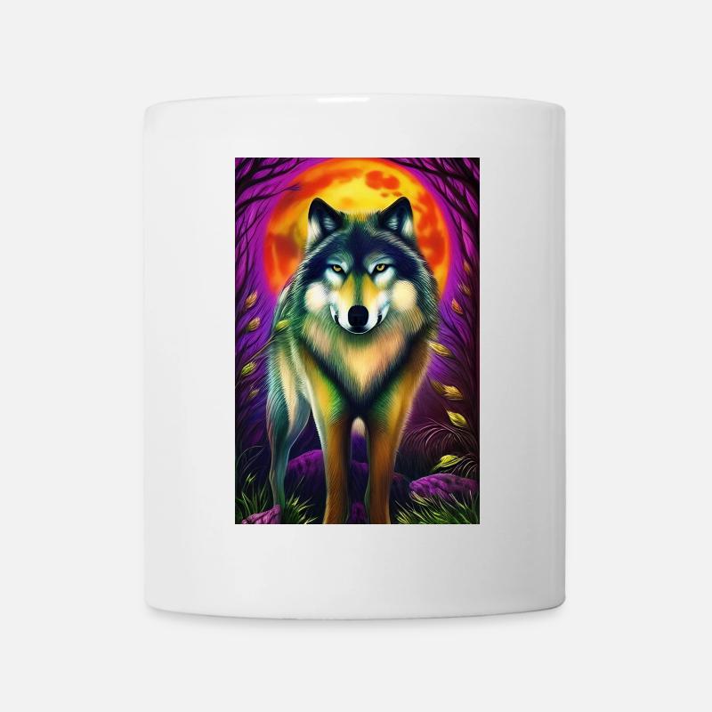 Wolf und Mond - Tasse - Weiß