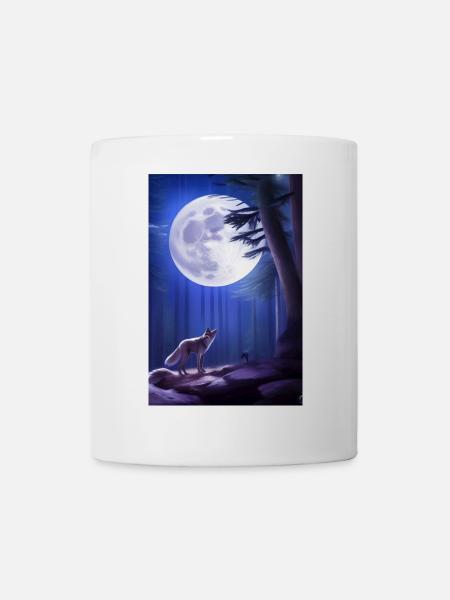 Wolf und Mond - Tasse - Weiß