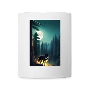 Wolf und Mond - Tasse - Weiß - Vorne