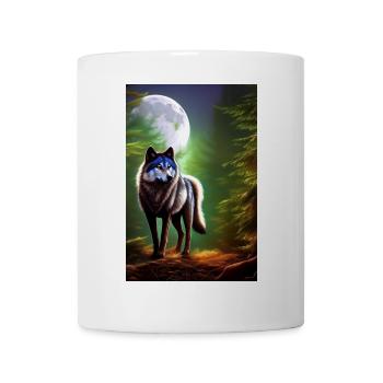 Wolf und Mond - Tasse - Weiß - Vorne
