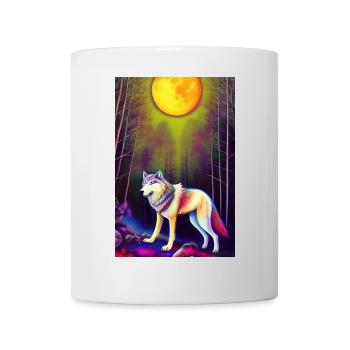 Wolf und Mond - Tasse - Weiß - Vorne