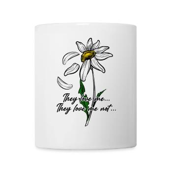 Daisy Line Art on Black - Mug - white - Front