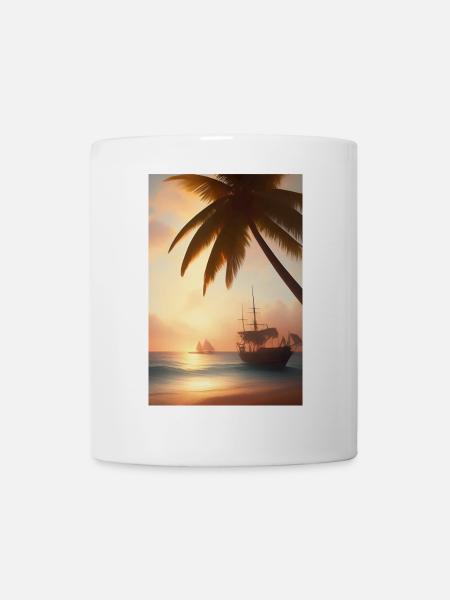 Karibik Palmen Strand - Tasse - Weiß