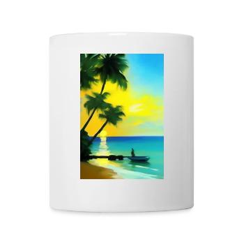 Plage des palmiers des Caraïbes - Mug blanc - blanc - Devant