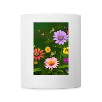 Blumen und Schmetterling - Tasse - Weiß - Vorne