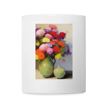 Blumen und Schmetterling - Tasse - Weiß - Vorne