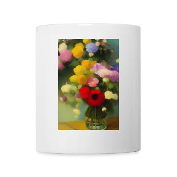 Blumen und Schmetterling - Tasse - Weiß - Vorne