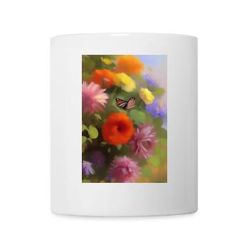 Blumen und Schmetterling - Tasse - Weiß - Vorne