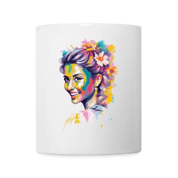 Portrait fleuri coloré de pop - Mug blanc - blanc - Devant