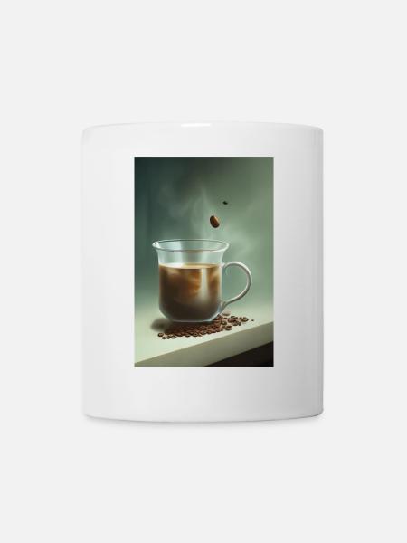 Kaffee, Kaffeebohnen - Tasse - Weiß