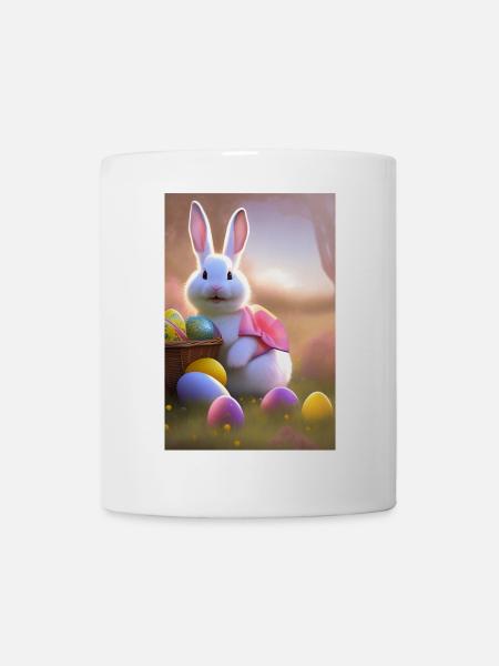 Osterhase mit Oster Eier - Tasse - Weiß