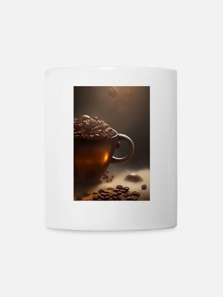 Kaffee, Kaffeebohnen - Tasse - Weiß