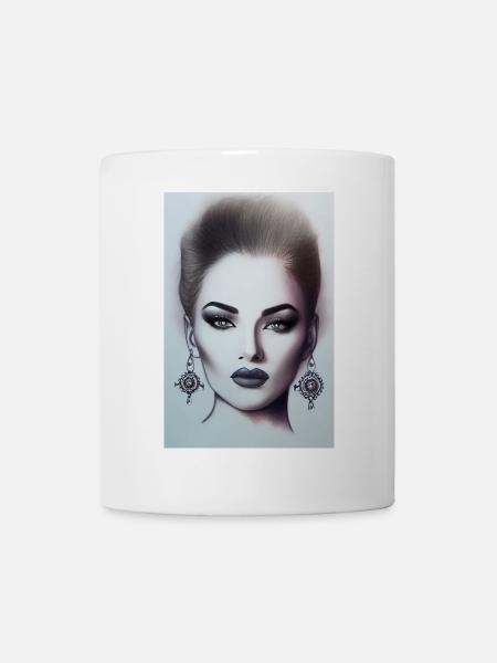 Frau mit Schmuck - Tasse - Weiß