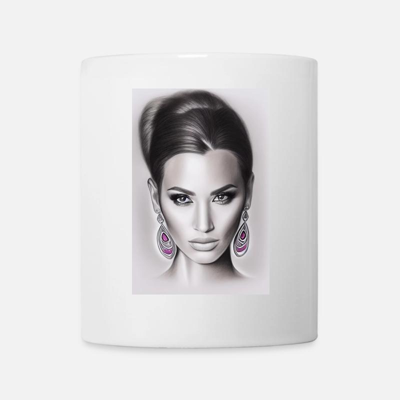 Femme avec boucle d’oreille - Mug blanc - blanc