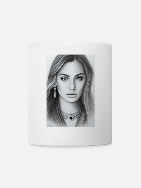 Frau mit Schmuck - Tasse - Weiß