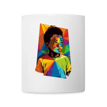 Geometric Kid Portrait with Vivid Colors - Mug - white - Front