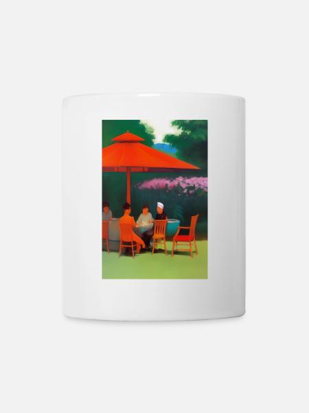 Asiatisches Cafe im Freien - Tasse - Weiß
