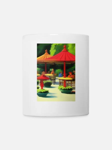 Asiatisches Cafe im Freien - Tasse - Weiß
