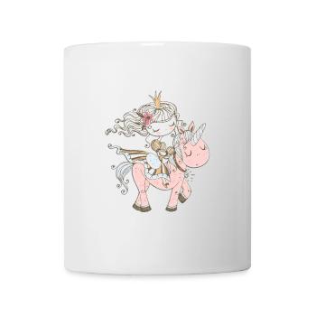 La Princesse et la Licorne sur arc-en-ciel magique - Mug blanc - blanc - Devant