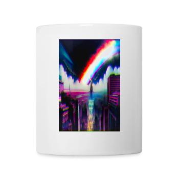 Futuristische Regenbogen Stadt Kunst - Tasse - Weiß - Vorne
