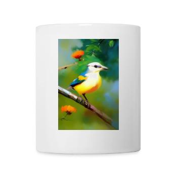 Bird on branch with flower blossoms - Mug - white - Front