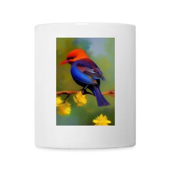 Bird on branch with flower blossoms - Mug - white - Front