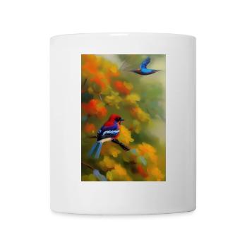 Vogel auf Ast - Tasse - Weiß - Vorne