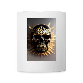 Schwarz-goldener Totenkopf - Tasse - Weiß - Vorne
