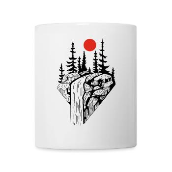 Der schwarze Wasserfall und die rote Sonne - Tasse - Weiß - Vorne