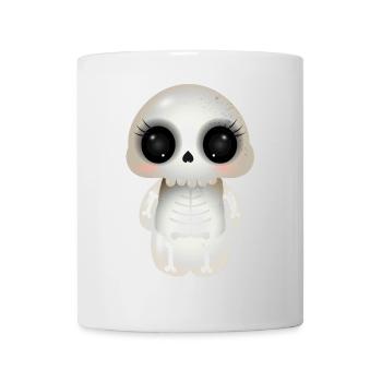 cute skull with dark eye sockets and eyelashes - Mug - white - Front