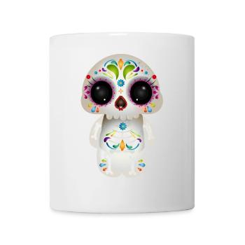 cute sugar skull with colorful ornaments - Mug - white - Front