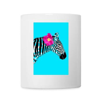 Zebra mit Blume Hipster Sommer Design - Tasse - Weiß - Vorne