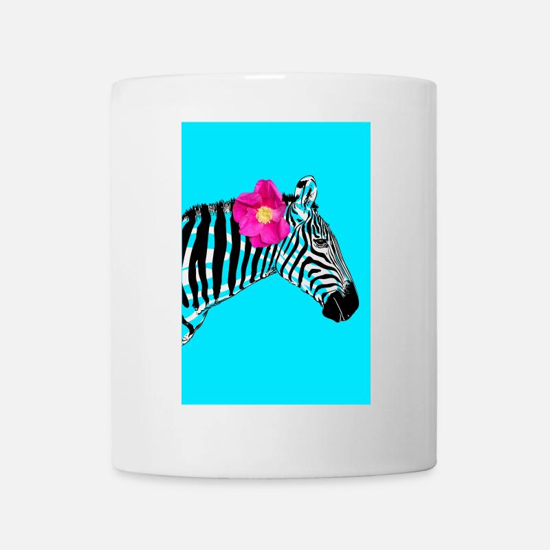 Zebra with Flower Hipster Summer Design - Mug - white