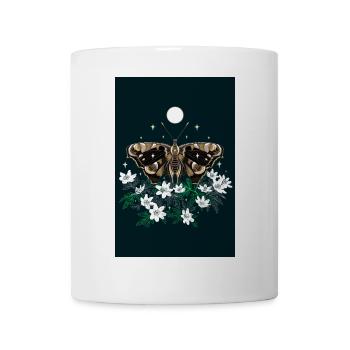 Moth moth with wood anemone - Mug - white - Front