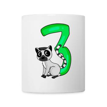 3 anniversaire 3 ans avec motif animal - trois - Mug blanc - blanc - Devant