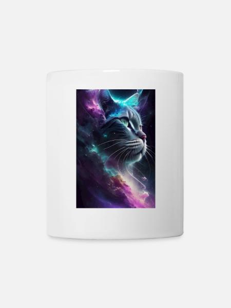 Katze im Weltall - Tasse - Weiß