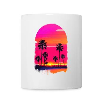 Sonnenuntergang mit Plamen - Tasse - Weiß - Vorne