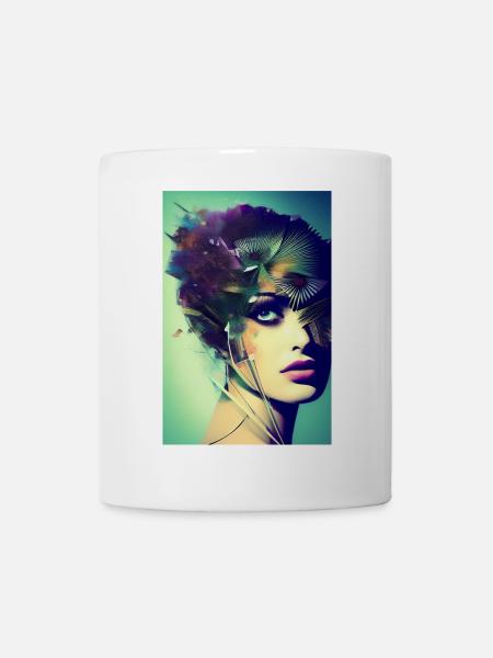 Abstrakte Gesichts Kunst - Tasse - Weiß