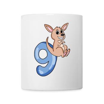9e anniversaire Motif Kangourou - Neuf ans - Mug blanc - blanc - Devant