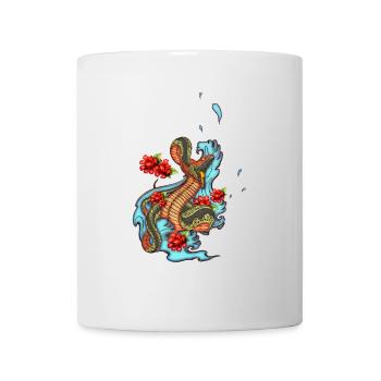 Bunte wütende Schlange mit Blumen - Tasse - Weiß - Vorne
