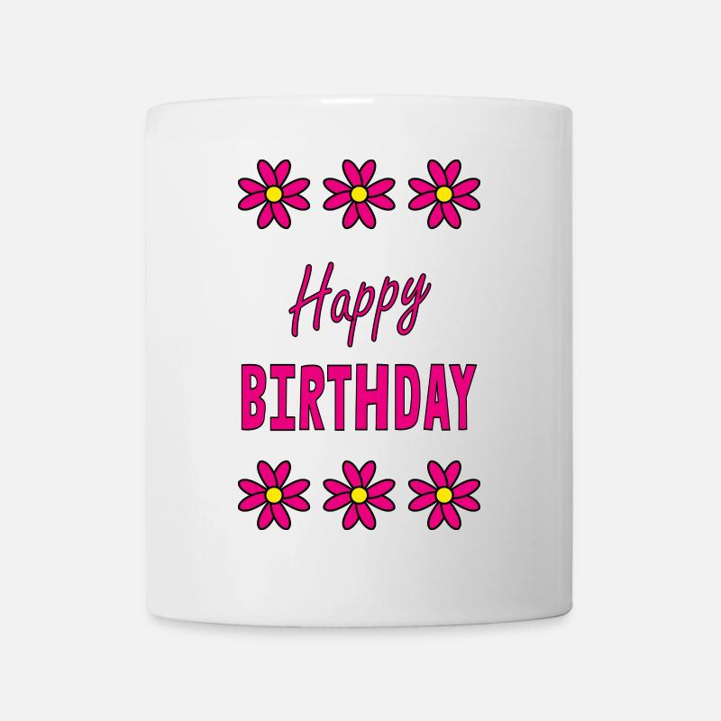 ANNIVERSAIRE. HAPPY BIRTHDAY. JOYEUX ANNIVERSAIRE. - Mug blanc - blanc
