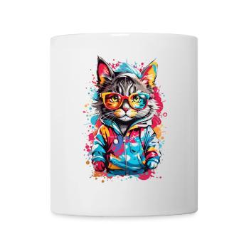 Chat cool - Mug blanc - blanc - Devant