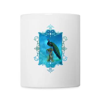 The unique beauty of the fascinating peacock. - Mug - white - Front