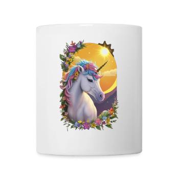 Einhorn im Blumengarten - Tasse - Weiß - Vorne