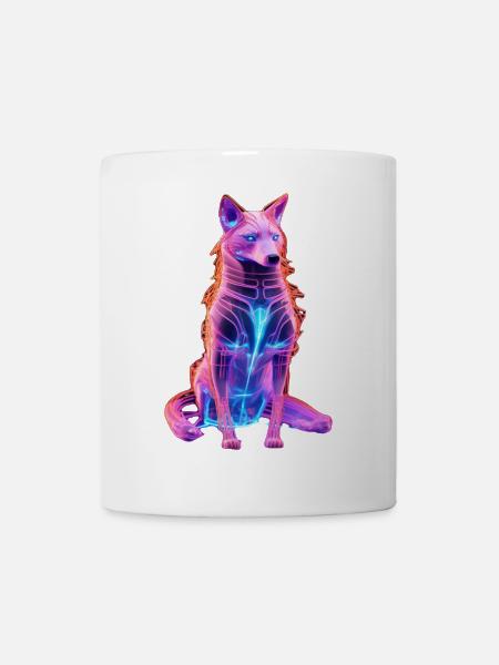 Neon Cyberwolf Kunstdesign - Tasse - Weiß