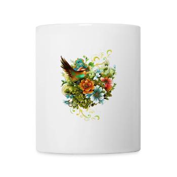 La beauté des oiseaux et des fleurs ensemble. - Mug blanc - blanc - Devant